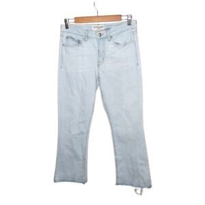 Derek Lam 10 Crosby Light Wash Gia Cropped Raw Hem Flare Jeans Sz 28